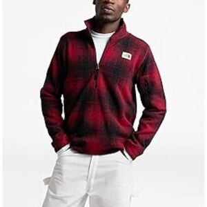 The North Face Men's Red and Black Zip Up Sweater Size S